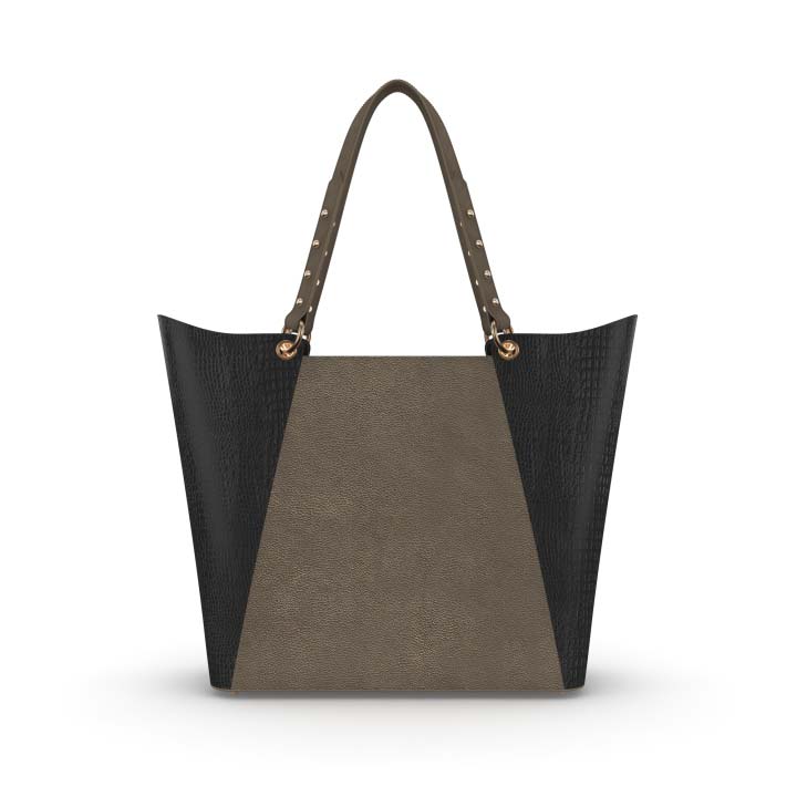 Verve Backpack & Tote| Convertible leather Shoulder bag in Black & Metallic Copper leather